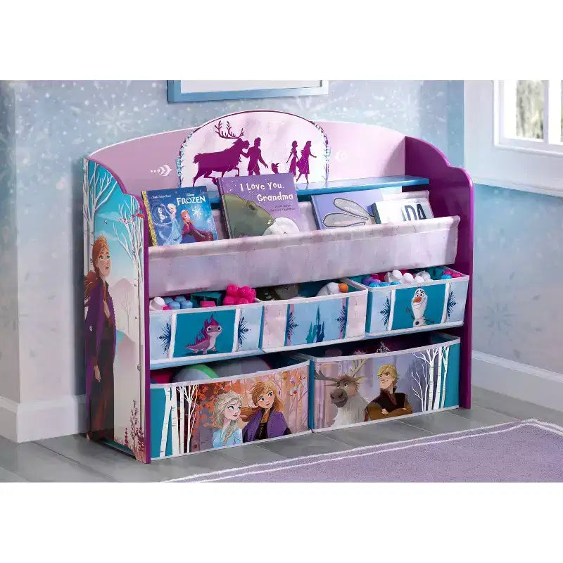 Disney Frozen 2: Scaffale portagiochi e libri per bambini Deluxe - Delta Children: Contenitore per bambini, MDF, Scaffali aperti, Rosso