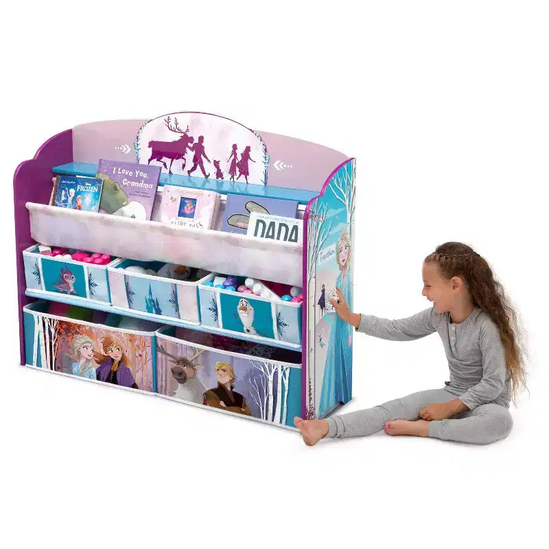 Disney Frozen 2: Scaffale portagiochi e libri per bambini Deluxe - Delta Children: Contenitore per bambini, MDF, Scaffali aperti, Rosso