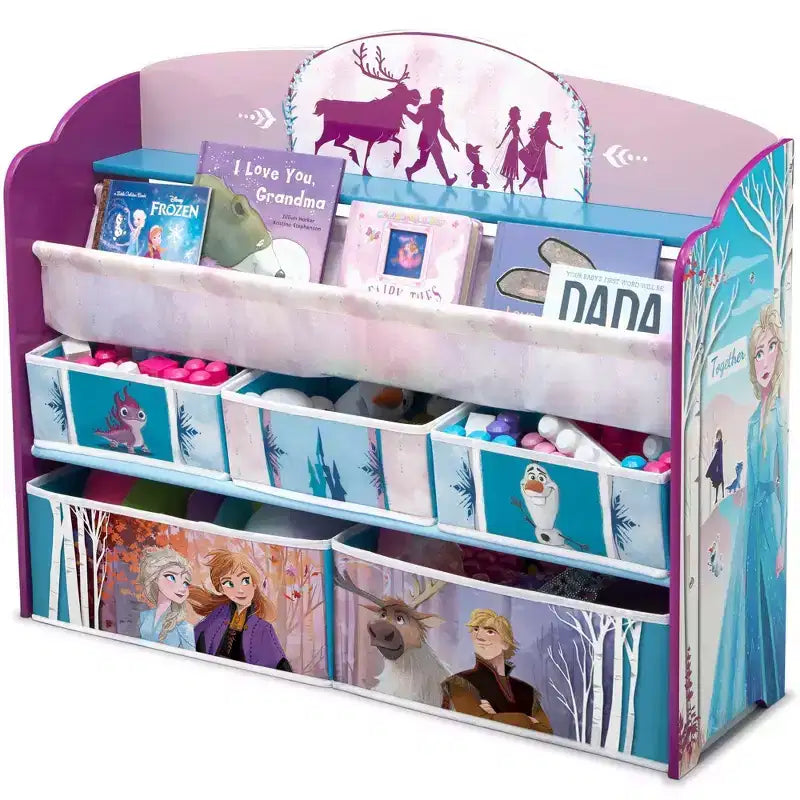 Disney Frozen 2: Scaffale portagiochi e libri per bambini Deluxe - Delta Children: Contenitore per bambini, MDF, Scaffali aperti, Rosso