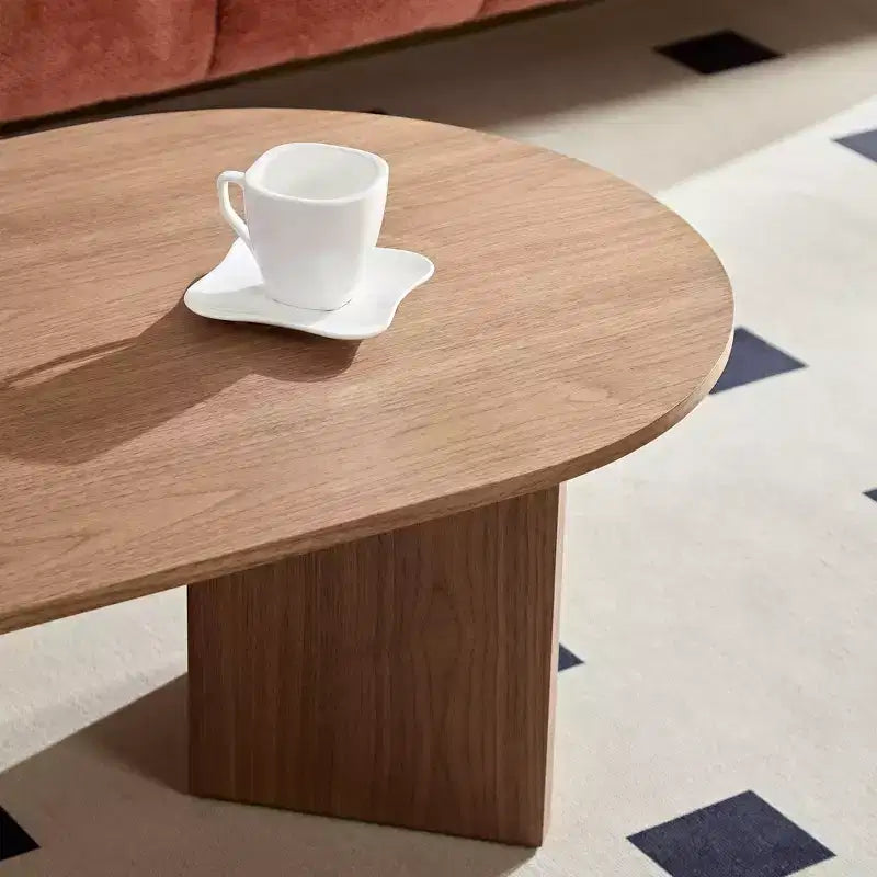 Tavolino da Caffè Ovale in Legno – Moderno di Metà Secolo | Nero / Rovere / Noce | Posti a Sedere 1–2