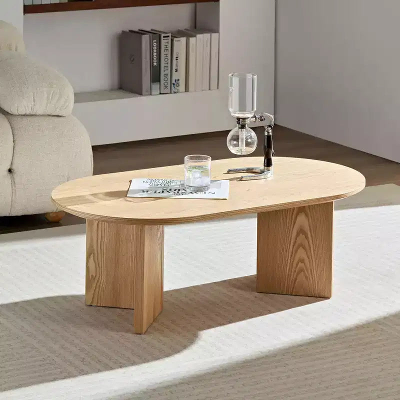 Tavolino da Caffè Ovale in Legno – Moderno di Metà Secolo | Nero / Rovere / Noce | Posti a Sedere 1–2