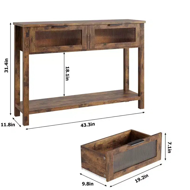 Console da 43", colore nero / retrò / legno, a 2 livelli, montaggio per 1 persona