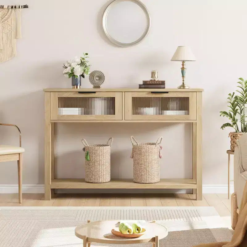 Console da 43", colore nero / retrò / legno, a 2 livelli, montaggio per 1 persona