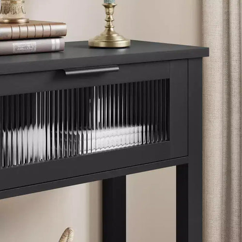Console da 43", colore nero / retrò / legno, a 2 livelli, montaggio per 1 persona