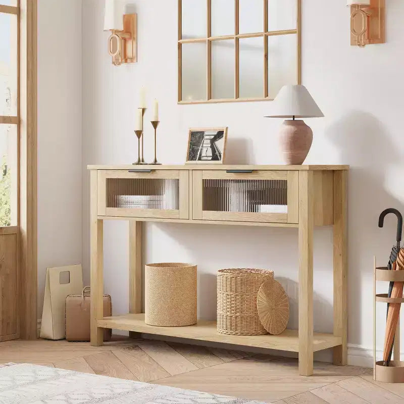 Console da 43", colore nero / retrò / legno, a 2 livelli, montaggio per 1 persona