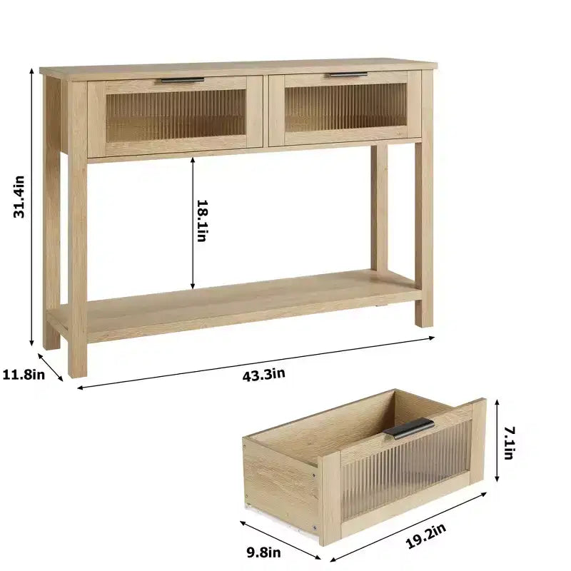 Console da 43", colore nero / retrò / legno, a 2 livelli, montaggio per 1 persona