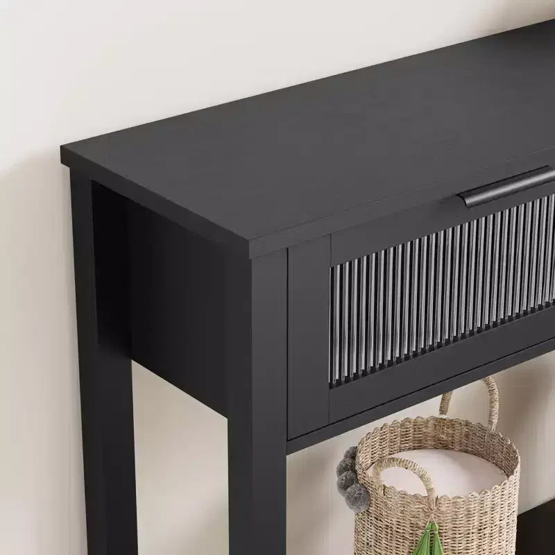 Console da 43", colore nero / retrò / legno, a 2 livelli, montaggio per 1 persona