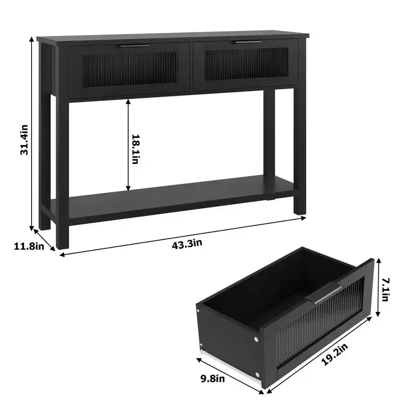 Console da 43", colore nero / retrò / legno, a 2 livelli, montaggio per 1 persona