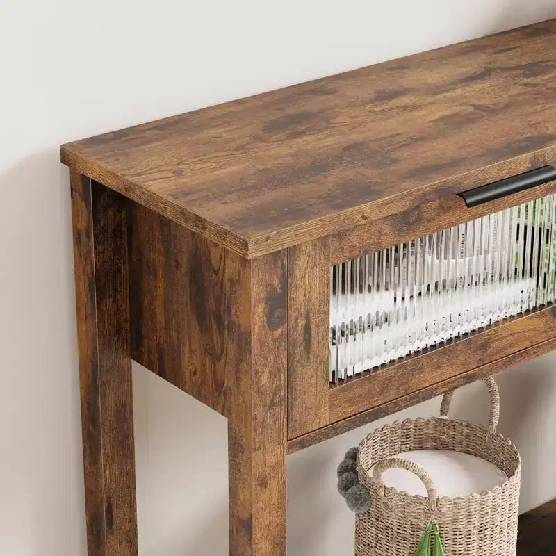 Console da 43", colore nero / retrò / legno, a 2 livelli, montaggio per 1 persona