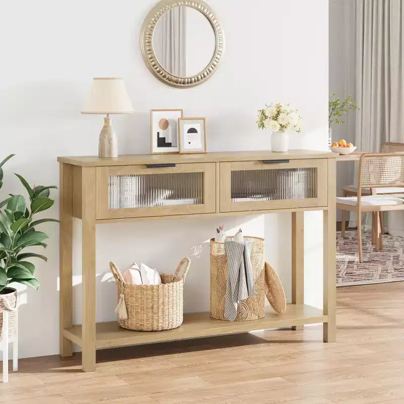 Console da 43", colore nero / retrò / legno, a 2 livelli, montaggio per 1 persona