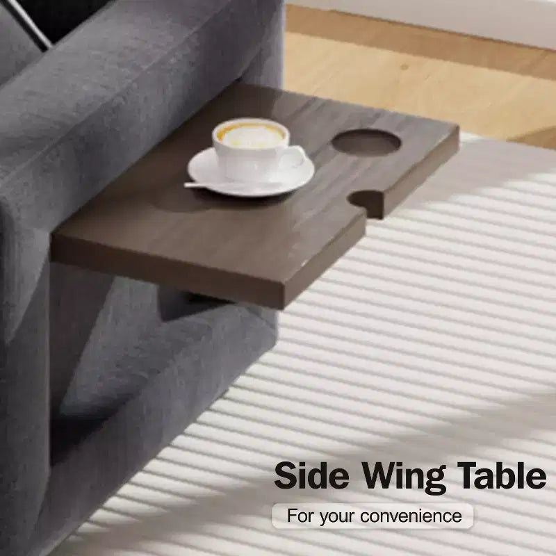 Divano letto angolare a L, 5 posti, reclinabile, con porte USB, beige / grigio scuro
