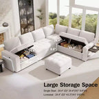 Divano letto angolare a L, 5 posti, reclinabile, con porte USB, beige / grigio scuro