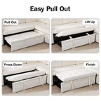 Divano letto angolare a L, 5 posti, reclinabile, con porte USB, beige / grigio scuro