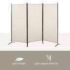 Divisorio pieghevole a 3 pannelli beige, utilizzo individuale