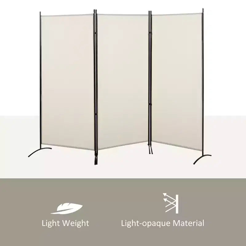 Divisorio pieghevole a 3 pannelli beige, utilizzo individuale
