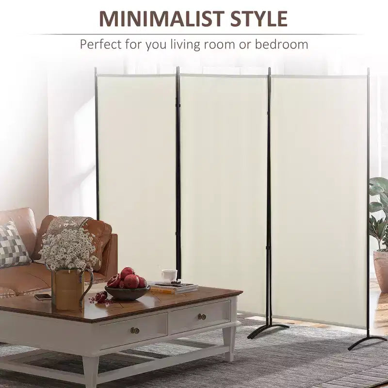 Divisorio pieghevole a 3 pannelli beige, utilizzo individuale