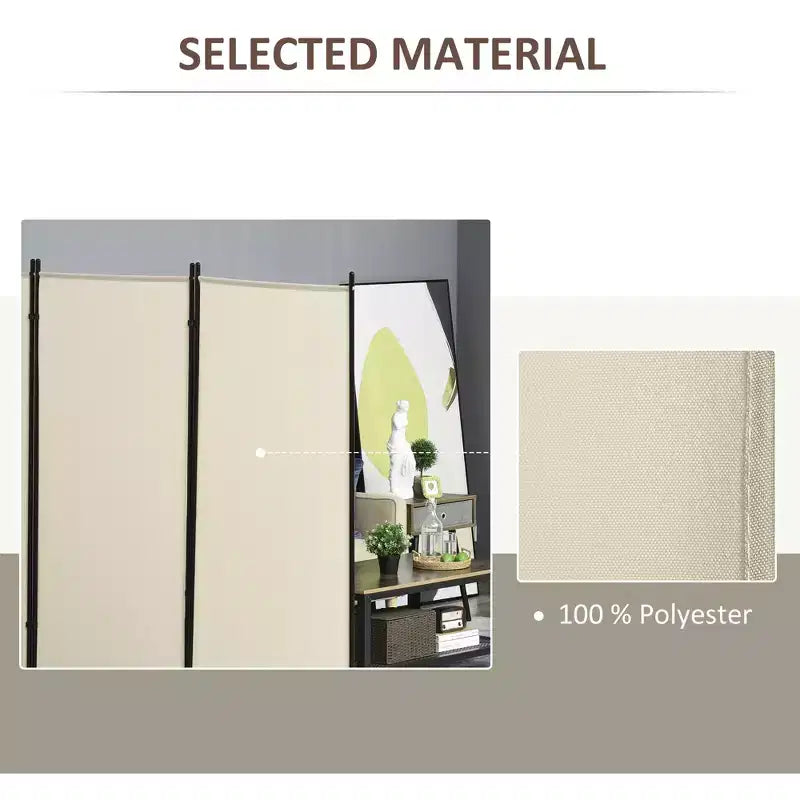 Divisorio pieghevole a 3 pannelli beige, utilizzo individuale