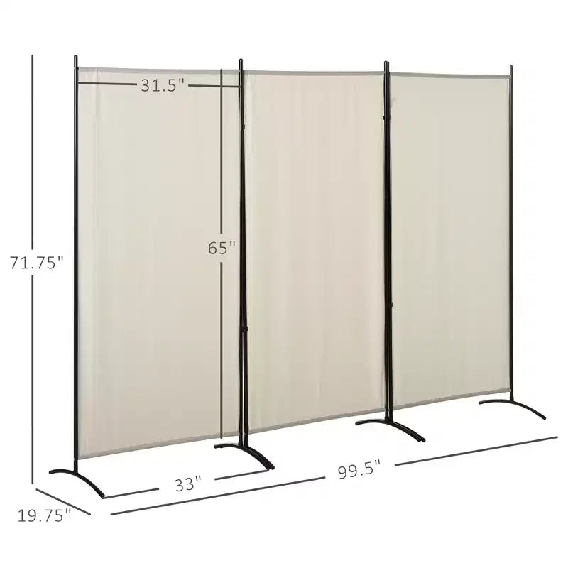 Divisorio pieghevole a 3 pannelli beige, utilizzo individuale
