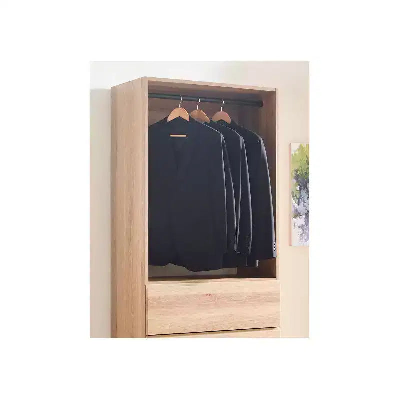 Cabina Armadio Grigio Legno con Ripiani e Cassetti, 1 Persona