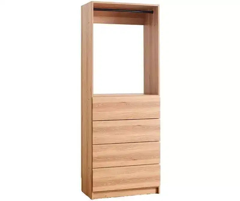 Cabina Armadio Grigio Legno con Ripiani e Cassetti, 1 Persona