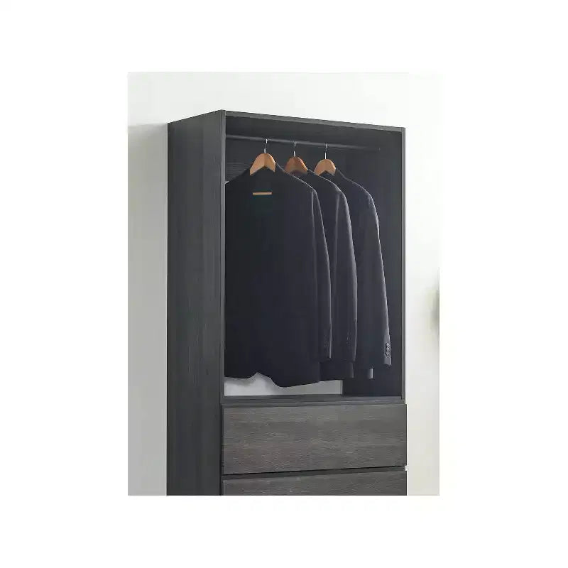 Cabina Armadio Grigio Legno con Ripiani e Cassetti, 1 Persona