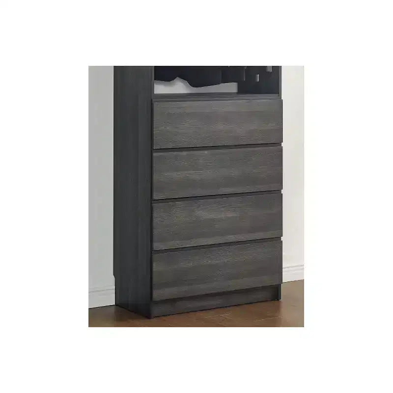 Cabina Armadio Grigio Legno con Ripiani e Cassetti, 1 Persona