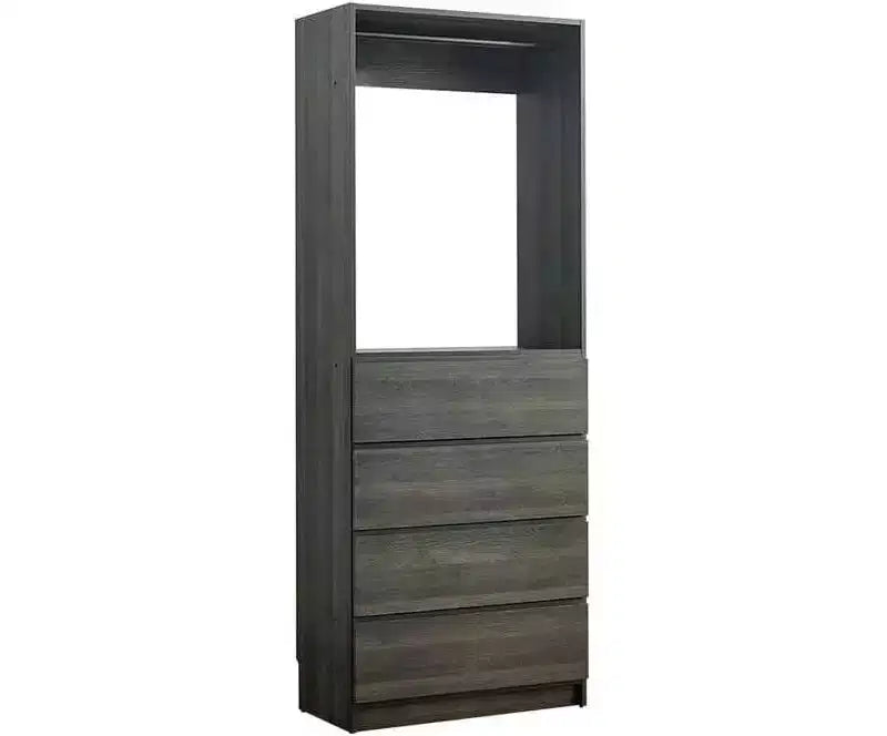Cabina Armadio Grigio Legno con Ripiani e Cassetti, 1 Persona