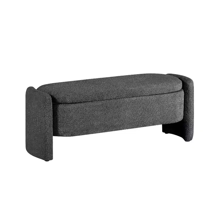 Panca Pouf Contenitore Imbottita Grigia, 1 Posto