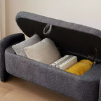 Panca Pouf Contenitore Imbottita Grigia, 1 Posto