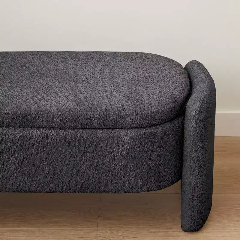 Panca Pouf Contenitore Imbottita Grigia, 1 Posto