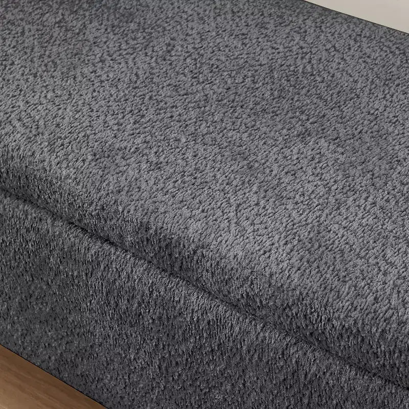 Panca Pouf Contenitore Imbottita Grigia, 1 Posto