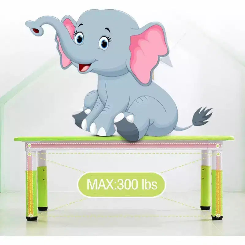 Tavolo attività per bambini verde e bianco / color legno e set di 6 sedie, età 2-10, 6 posti a sedere