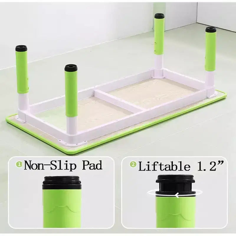 Tavolo attività per bambini verde e bianco / color legno e set di 6 sedie, età 2-10, 6 posti a sedere