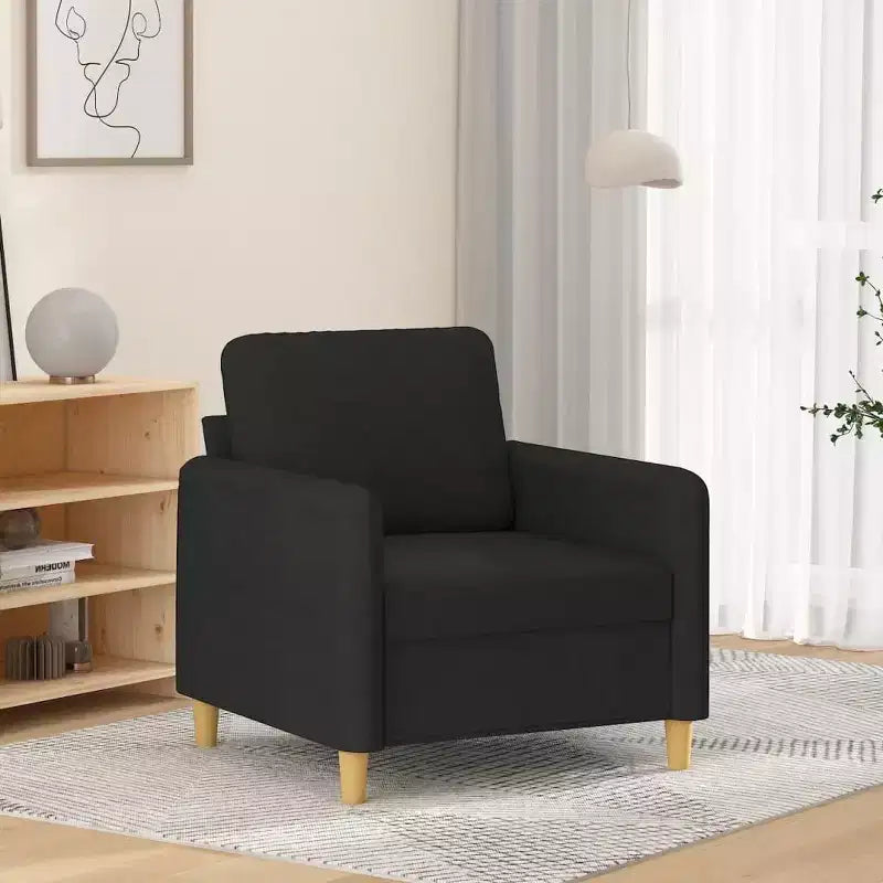 Poltrona imbottita nera, tessuto in poliestere, monoposto, 23,6"