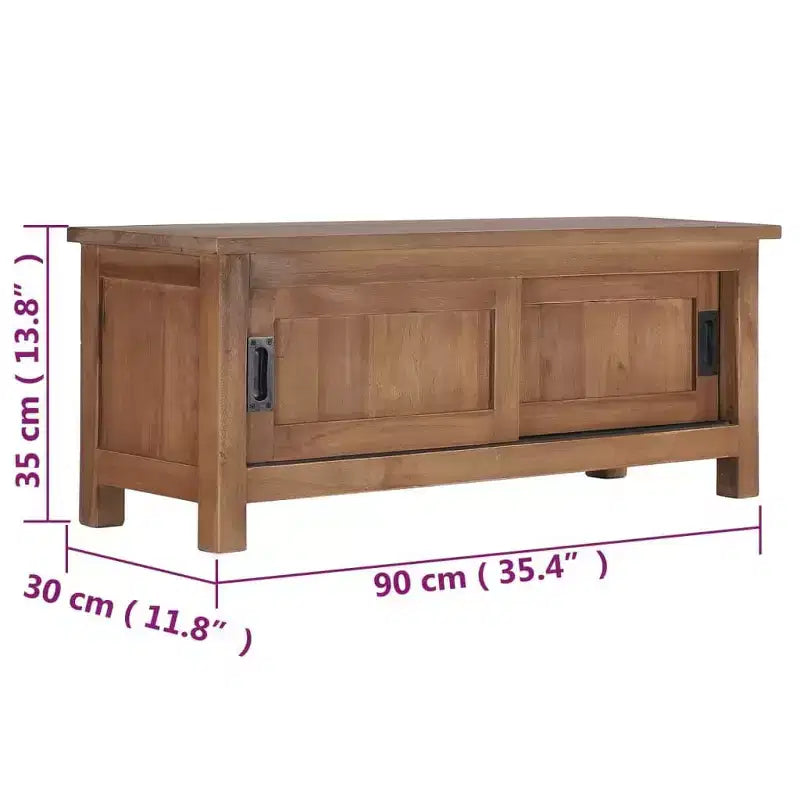 Mobile TV in teak naturale, marrone, 2 ante, per TV fino a 30"