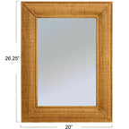 Specchio da Parete Rettangolare con Cornice in Rattan Marrone