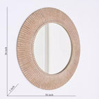 Specchio da Parete Rotondo Marrone in Legno, 91 cm