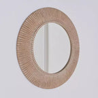 Specchio da Parete Rotondo Marrone in Legno, 91 cm