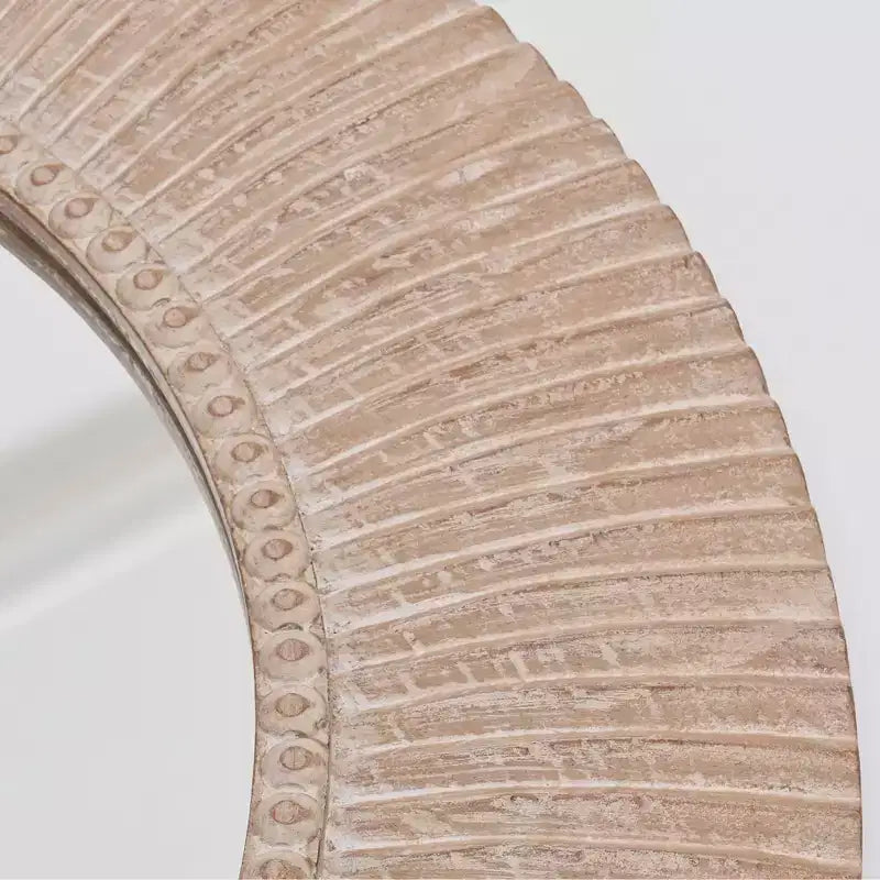 Specchio da Parete Rotondo Marrone in Legno, 91 cm