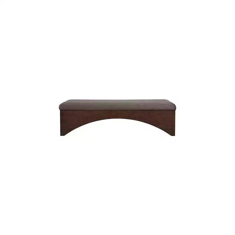 Panca imbottita in velluto pelliccia beige/marrone/crema, base in noce, 1 posto