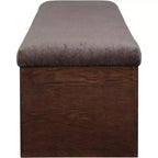 Panca imbottita in velluto pelliccia beige/marrone/crema, base in noce, 1 posto