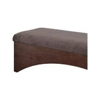 Panca imbottita in velluto pelliccia beige/marrone/crema, base in noce, 1 posto