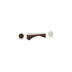 Panca imbottita in velluto pelliccia beige/marrone/crema, base in noce, 1 posto