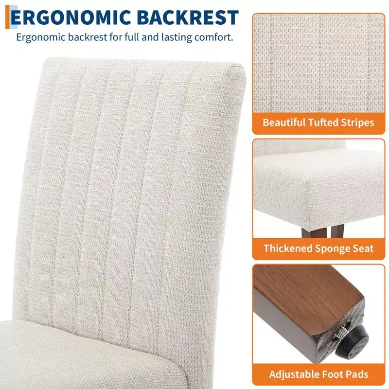 Sedia da pranzo Parsons imbottita in lino, set da 2 (beige / nero / blu / grigio), 1 posto