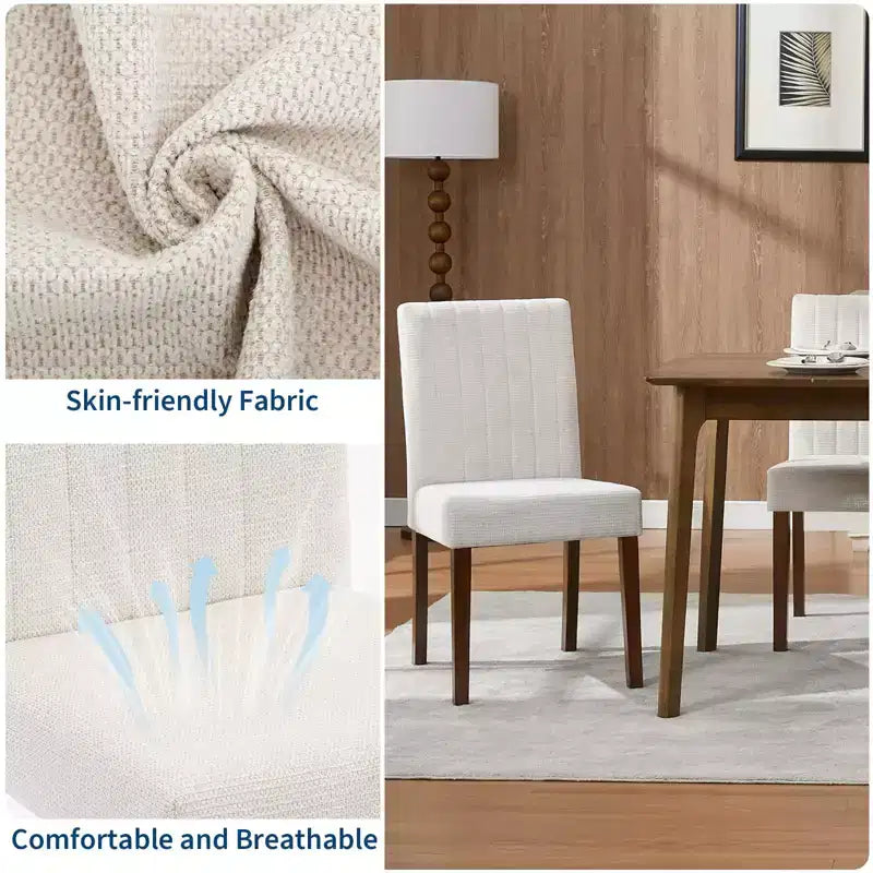 Sedia da pranzo Parsons imbottita in lino, set da 2 (beige / nero / blu / grigio), 1 posto