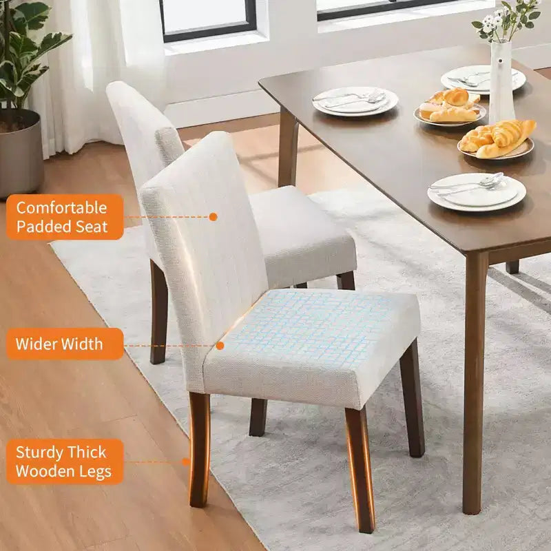 Sedia da pranzo Parsons imbottita in lino, set da 2 (beige / nero / blu / grigio), 1 posto