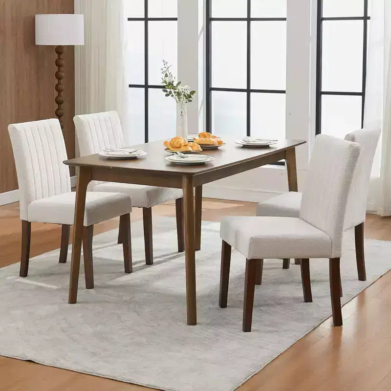 Sedia da pranzo Parsons imbottita in lino, set da 2 (beige / nero / blu / grigio), 1 posto