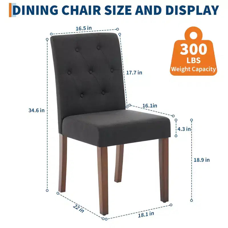 Sedia da pranzo Parsons imbottita in lino, set da 2 (beige / nero / blu / grigio), 1 posto