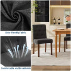 Sedia da pranzo Parsons imbottita in lino, set da 2 (beige / nero / blu / grigio), 1 posto
