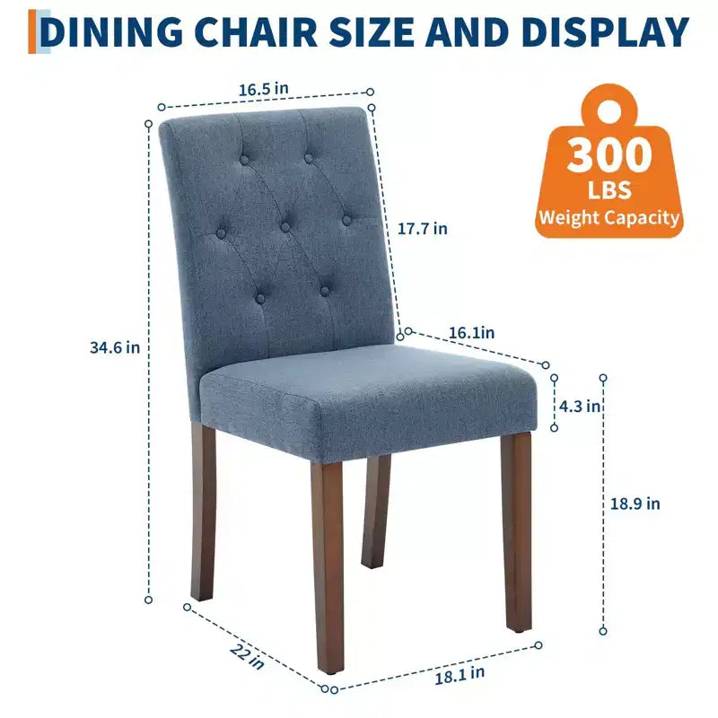 Sedia da pranzo Parsons imbottita in lino, set da 2 (beige / nero / blu / grigio), 1 posto